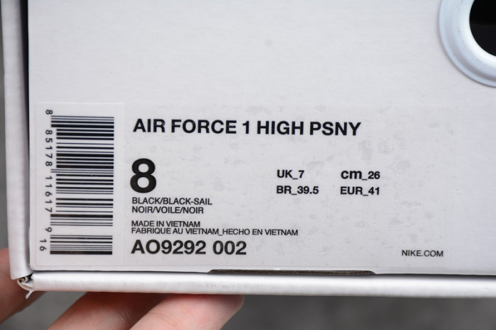 psny x nike air force 1 high black ao9292-002