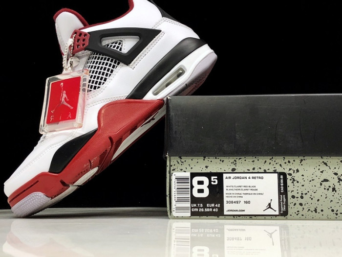 air jordan 4 fire red/white/black men 308497-160