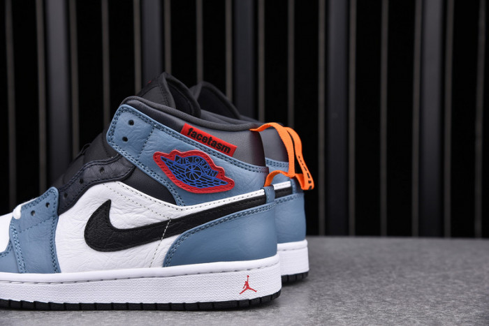 F**etasm x jordan 1 mid fearless blue white  cu2802-100