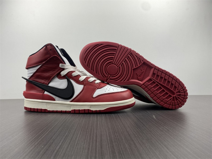 ambush x nike sb dunk high varsity red black white cu7544-102