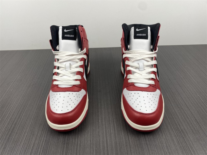 ambush x nike sb dunk high varsity red black white cu7544-102