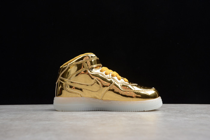 kids nike air force 1 mid wb metallic gold 314197-8100