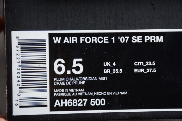 nike air force 1 ’07 premium plum chalk ah6827-500