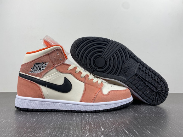 air jordan 1 mid orange suede dv1336-800
