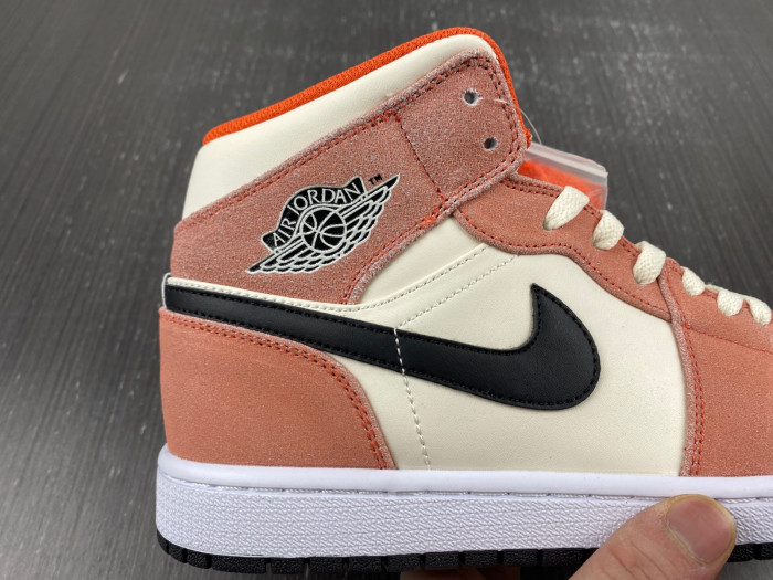 air jordan 1 mid orange suede dv1336-800