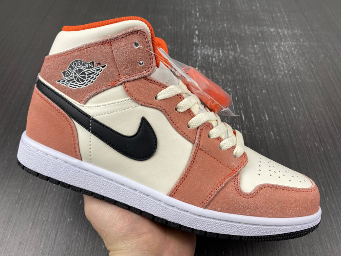 air jordan 1 mid orange suede dv1336-800