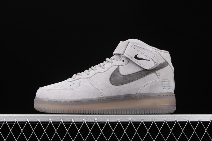 reigning champ x nike air force 1 mid ''07 light grey/black 807618-208