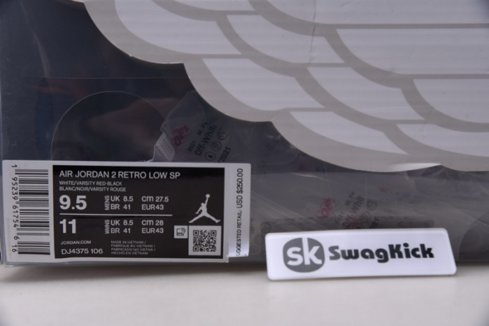 ofw x air jordan 2 low white red dj4375-106