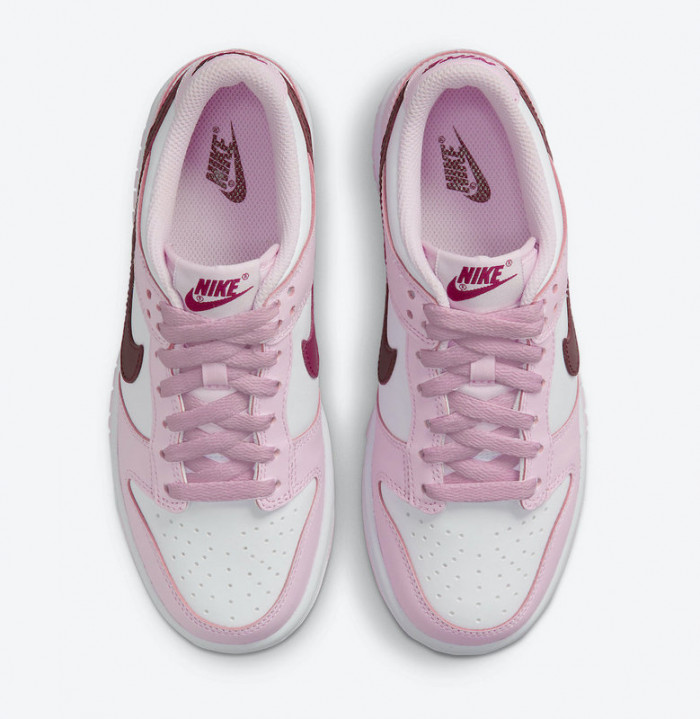 nike dunk low gs pink red white cw1590-601