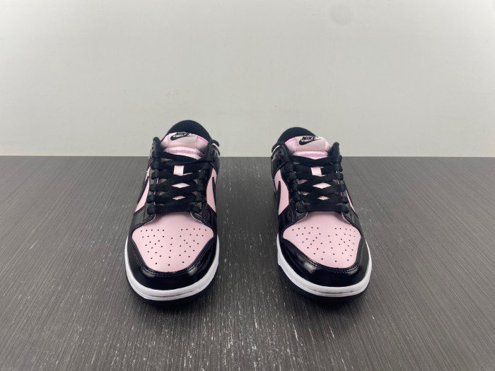 nike dunk low pink black patent dj9955-600