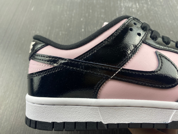 nike dunk low pink black patent dj9955-600