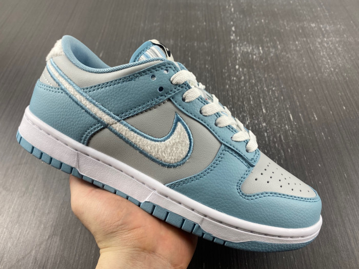 nike dunk low retro fleece  worn blue fb1871-011