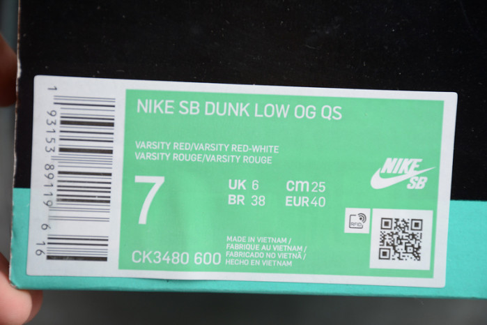 x nike sb dunk low varsity red-white ck3480-600