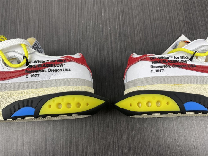 nik ofw x nike blazer low white university red dh7863-100