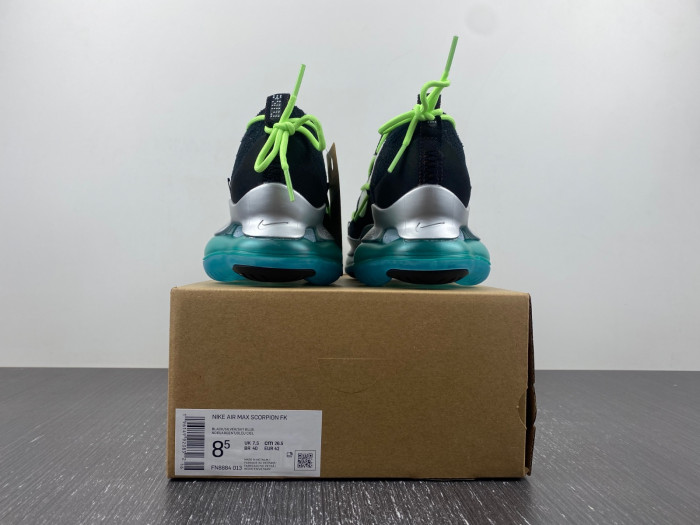 nike air max scorpion fk black green blue sliver fn8884-013