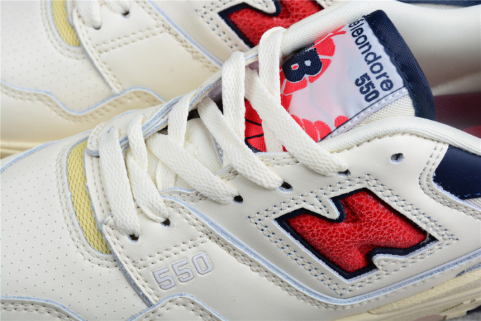 new balance 550 aime leon dore white navy red bb550a3