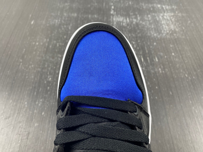 air jordan 1 black and blue satin low top  921193-007
