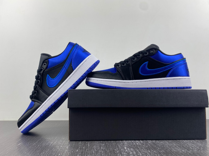air jordan 1 black and blue satin low top  921193-007