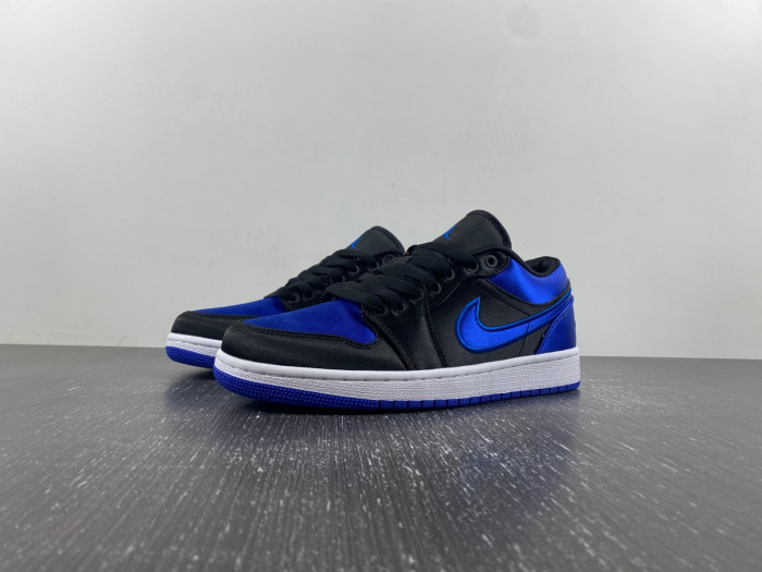 air jordan 1 black and blue satin low top  921193-007